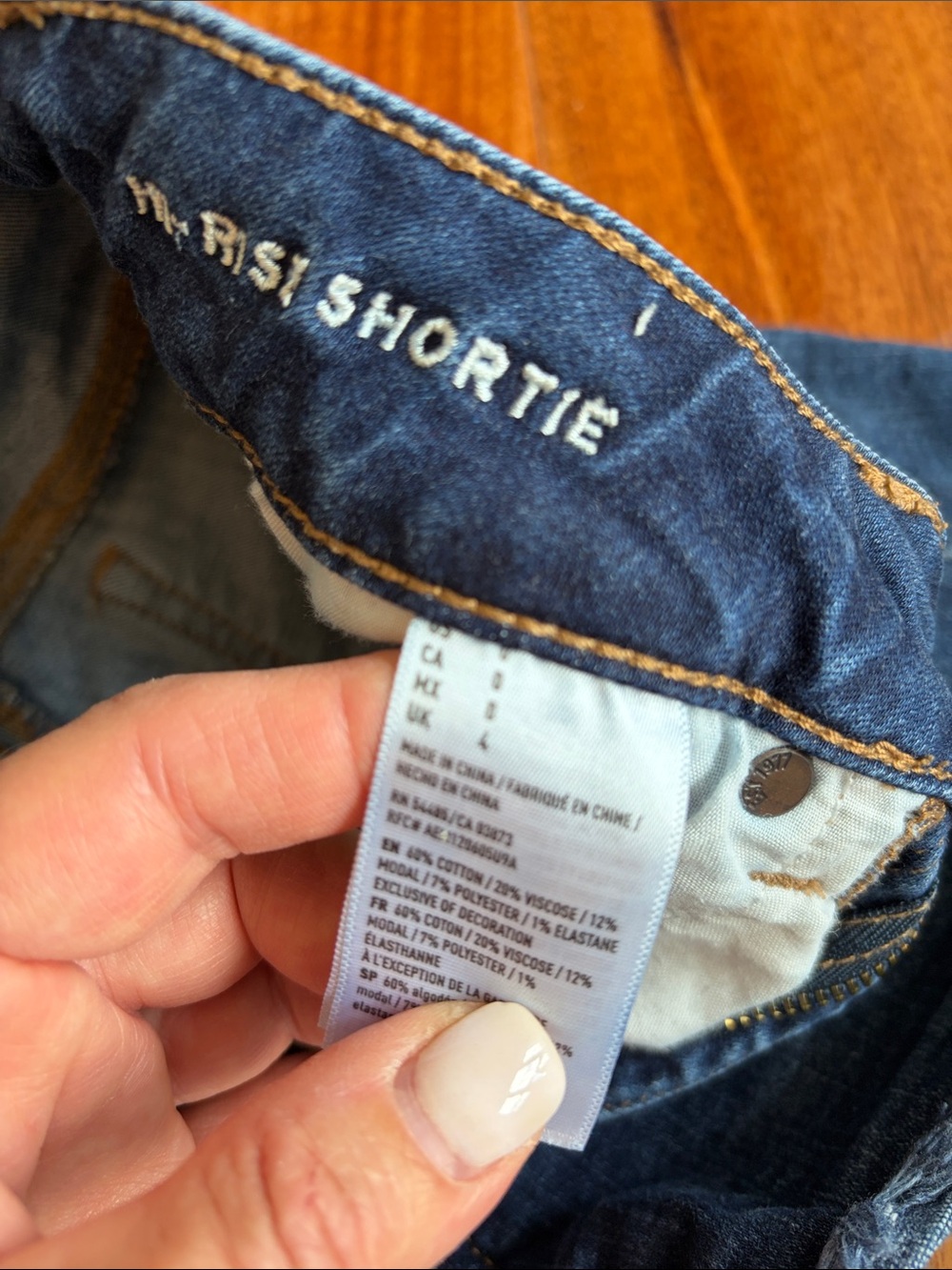 American Eagle Outfitters Dark Blue Frayed Hem Denim Shorts - Picture 5 of 5